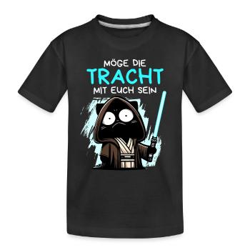 Möge die Tracht mit euch sein – Nerdkatze - Kinder Premium Bio T-Shirt - Schwarz - Vorne
