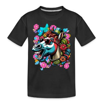 Cheval Chevaux Poney Cavalier Cavalier Enfants - T-shirt bio Premium Enfant - noir - Devant