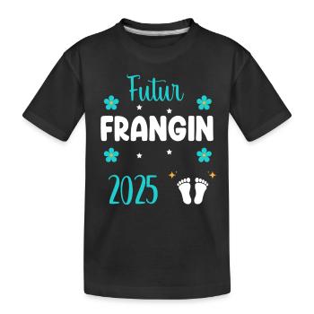 Futur frangin 2025 fleurs annonce grossesse - T-shirt bio Premium Enfant - noir - Devant