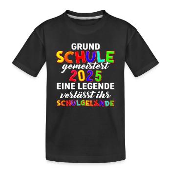 Grundschule gemeistert 2025 Grundschule Abschied - Kinder Premium Bio T-Shirt - Schwarz - Vorne