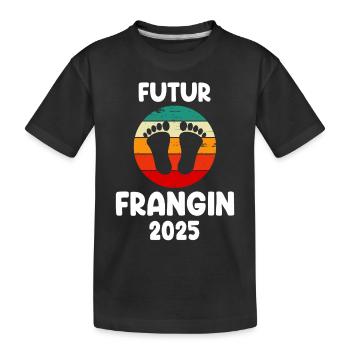 Futur frangin 2025 vintage annonce grossesse - T-shirt bio Premium Enfant - noir - Devant