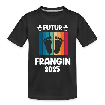 vintage Futur frangin 2025 annonce grossesse - T-shirt bio Premium Enfant - noir - Devant