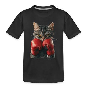 Katze - Kinder Premium Bio T-Shirt - Schwarz - Vorne