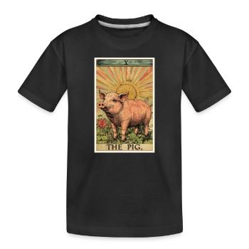 Schweine Schwein - Kinder Premium Bio T-Shirt - Schwarz - Vorne