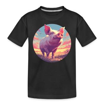 Schweine Schwein - Kinder Premium Bio T-Shirt - Schwarz - Vorne