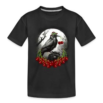 L’été : cerises, cerises, corbeaux, corbeaux, corbeaux - T-shirt bio Premium Enfant - noir - Devant