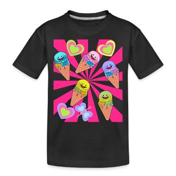 Eis Eiskrem Eiscrem Retro 80er 90er Sommer - Kinder Premium Bio T-Shirt - Schwarz - Vorne