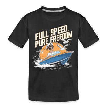Captain Shirt Boat & Freedom - Kids' Premium Organic T-Shirt - black - Front