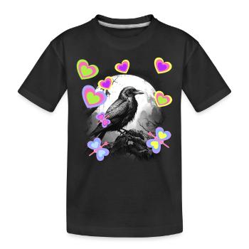 Nature Mystique Printemps Oiseau Corbeau Corbeau Enfants - T-shirt bio Premium Enfant - noir - Devant