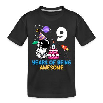 9 Jahre Space Abenteuer Coolness - Kinder Premium Bio T-Shirt - Schwarz - Vorne