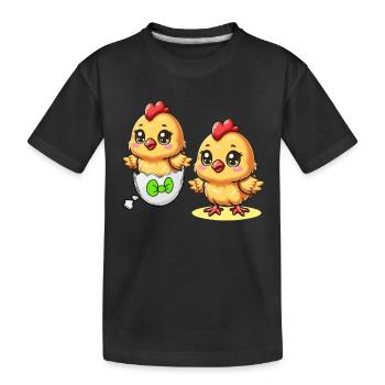 poussin oeuf de Pâques oeufs de Pâques oeufs de poule Enfant de Pâques - T-shirt bio Premium Enfant - noir - Devant