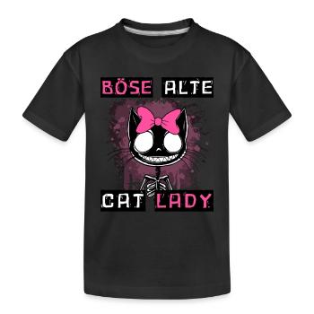 Boese alte Cat Lady Niedlich? Nein, nur gefährlich - Kinder Premium Bio T-Shirt - Schwarz - Vorne