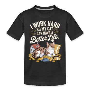 For the luxury of the cat - Kids' Premium Organic T-Shirt - black - Front