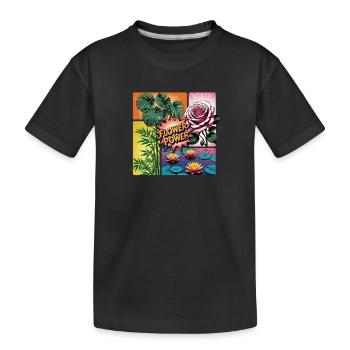 Flower Power Collage - Kids' Premium Organic T-Shirt - black - Front