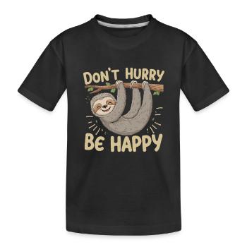 Entspannt Sein Mit Faultier Spruch - Kinder Premium Bio T-Shirt - Schwarz - Vorne