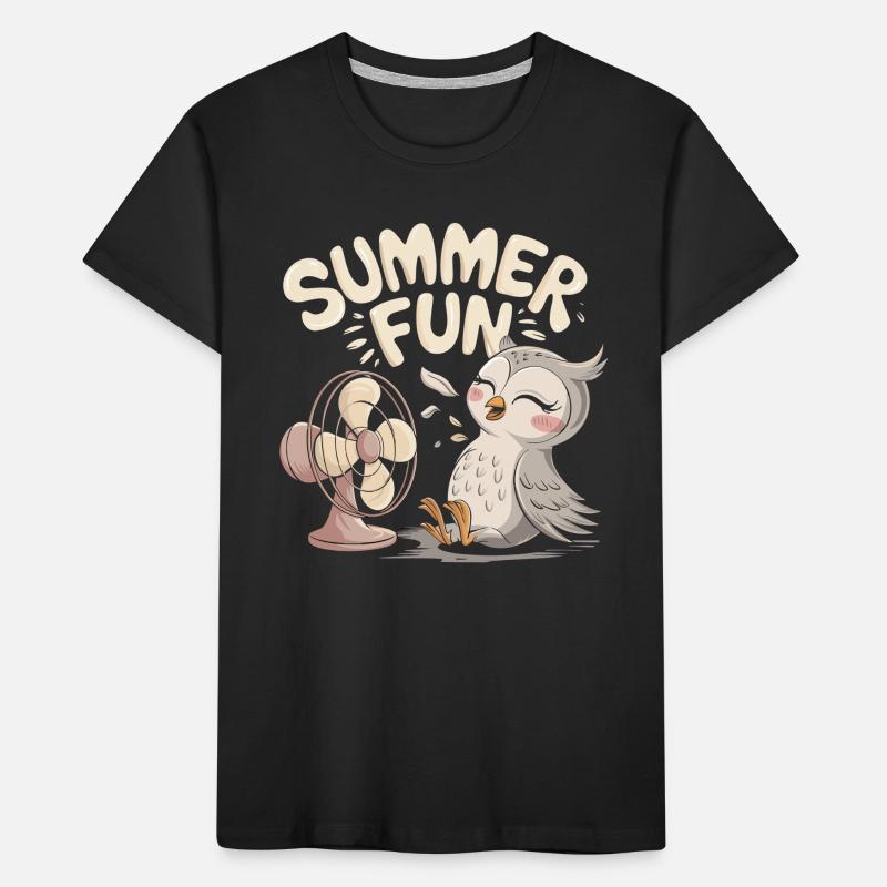 Summer Fun Eule mit Ventilator Kinder Premium Bio T-Shirt