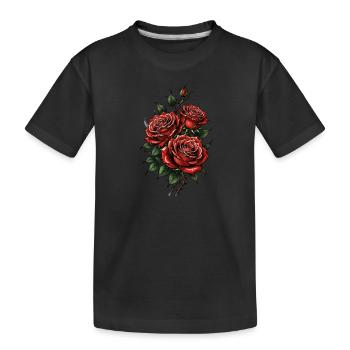 Crimson Rose Trio - Kids' Premium Organic T-Shirt - black - Front