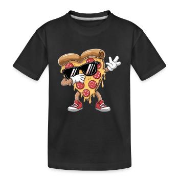 Cooler Pizza-Slice Mit Sonnenbrille Dabbing - Kinder Premium Bio T-Shirt - Schwarz - Vorne