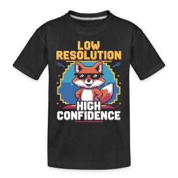 Retro fox with self-confidence for gamers - Kids' Premium Organic T-Shirt - black - Front