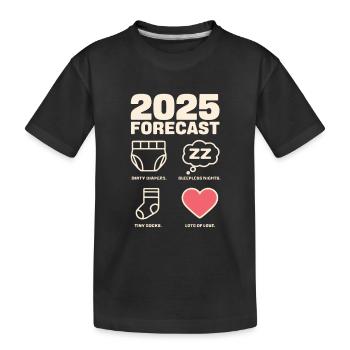 2025 Prognose: Windeln, Nächte, Socken, Liebe - Kinder Premium Bio T-Shirt - Schwarz - Vorne
