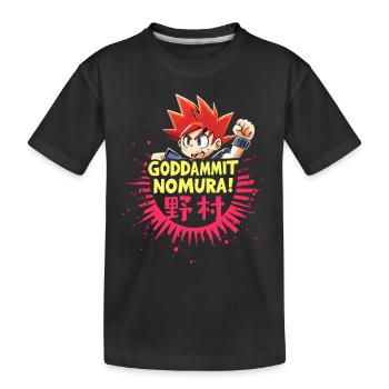Goddammit Nomura – Cartoon Design - Kinder Premium Bio T-Shirt - Schwarz - Vorne