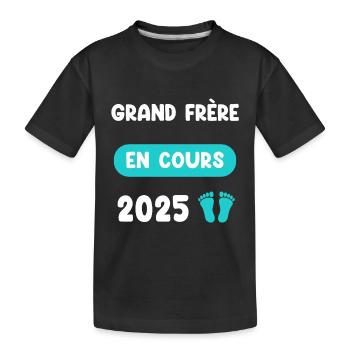 en cours 2025 grand frère annonce grossesse - T-shirt bio Premium Enfant - noir - Devant