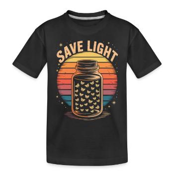 Save Light – Retro Fireflies - Kids' Premium Organic T-Shirt - black - Front