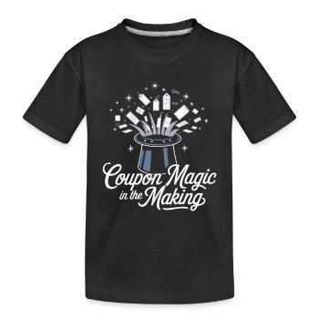 Coupon-Magie in der Herstellung Couponer Shopper Speichern - Kinder Premium Bio T-Shirt - Schwarz - Vorne