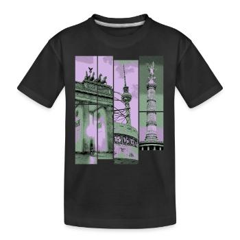 Berlin Skyline City Germany Collage Vintage - Kids' Premium Organic T-Shirt - black - Front
