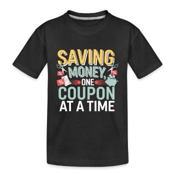 Économiser de l’argent Un coupon à la fois Couponer Shopper - T-shirt bio Premium Enfant - noir - Devant