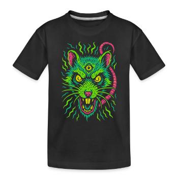 Dreiaugige Neon-Ratte mit Wahnsinnsblick - Kinder Premium Bio T-Shirt - Schwarz - Vorne