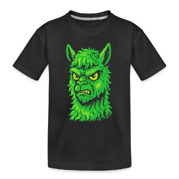 Wütendes Neon-Lama mit Killerblick - Kinder Premium Bio T-Shirt - Schwarz - Vorne