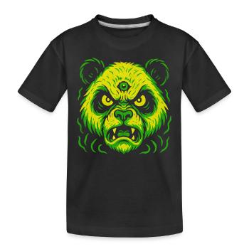 Dreiaugiger Neon-Panda mit Killerblick - Kinder Premium Bio T-Shirt - Schwarz - Vorne