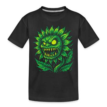 Dämonische Sonnenblume im Neonstil - Kinder Premium Bio T-Shirt - Schwarz - Vorne