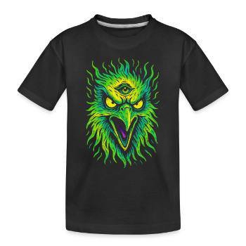 Psycho Bird with Third Eye Neon Eagle - Kids' Premium Organic T-Shirt - black - Front