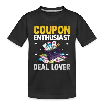 coupon enthousiaste offre amant couponer shopper économiser - T-shirt bio Premium Enfant - noir - Devant