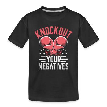 Knockout Your Negatives Boxer Sports Strength - Kids' Premium Organic T-Shirt - black - Front