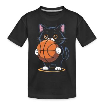 Chat de basket-ball drôle cadeau de basket-ball - T-shirt bio Premium Enfant - noir - Devant