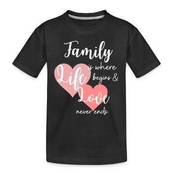 Familie Spruch Liebe Zusammenhalt - Kinder Premium Bio T-Shirt - Schwarz - Vorne