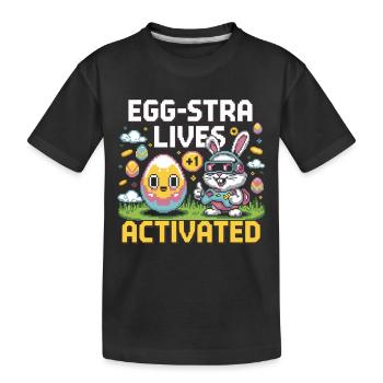 Egg-stra Lives – Retro Osterhase - Kinder Premium Bio T-Shirt - Schwarz - Vorne