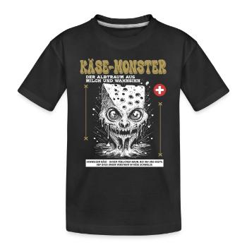 Volksfest Shirt: Käsewahn mit Biss - Kinder Premium Bio T-Shirt - Schwarz - Vorne