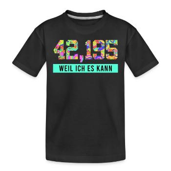 Läufer 42.195 WEIL ICH ES KANN Laufen Lustiges - Kinder Premium Bio T-Shirt - Schwarz - Vorne