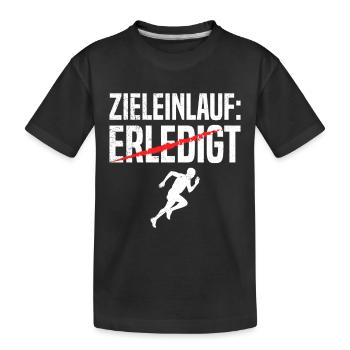 Läufer ZIELEINLAUF ERLEDIGT Laufen Lustiges - Kinder Premium Bio T-Shirt - Schwarz - Vorne