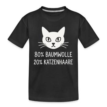 80% Baumwolle – 20% Katzenhaare - Kinder Premium Bio T-Shirt - Schwarz - Vorne