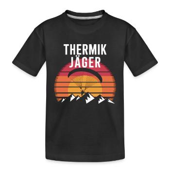 Thermik Gleitschirm Abenteuer Im Sonnenuntergang - Kinder Premium Bio T-Shirt - Schwarz - Vorne