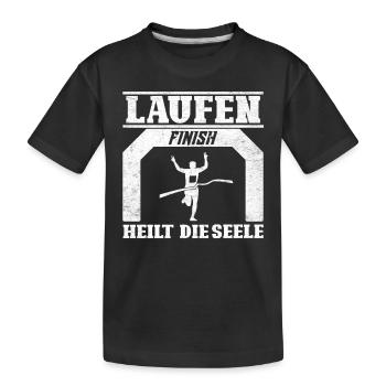 Läufer LAUFEN HEILT DIE SEELE Lustiges - Kinder Premium Bio T-Shirt - Schwarz - Vorne