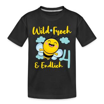 Bee Birthday Motif Finally 4 Years Girl - Kids' Premium Organic T-Shirt - black - Front