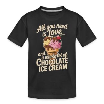 Eiscreme Liebe – Schoko und mehr - Kinder Premium Bio T-Shirt - Schwarz - Vorne