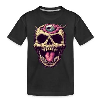 Crâne de zombie dégoûtant avec œil et langue - T-shirt bio Premium Enfant - noir - Devant
