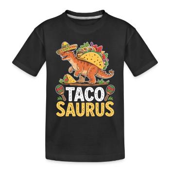 Taco Saurus mit Sombrero - Kinder Premium Bio T-Shirt - Schwarz - Vorne